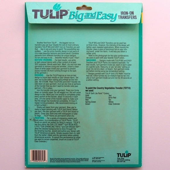 Tulip Iron On Transfers Lot 4 pks Big Easy Vegetables Fruit Rabbits Floral - Picture 3 of 12